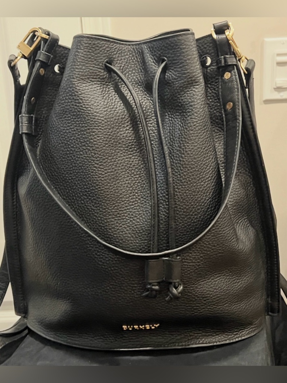 Burkely Bucket Drawstring Shoulder Bag and Backpack - Black
